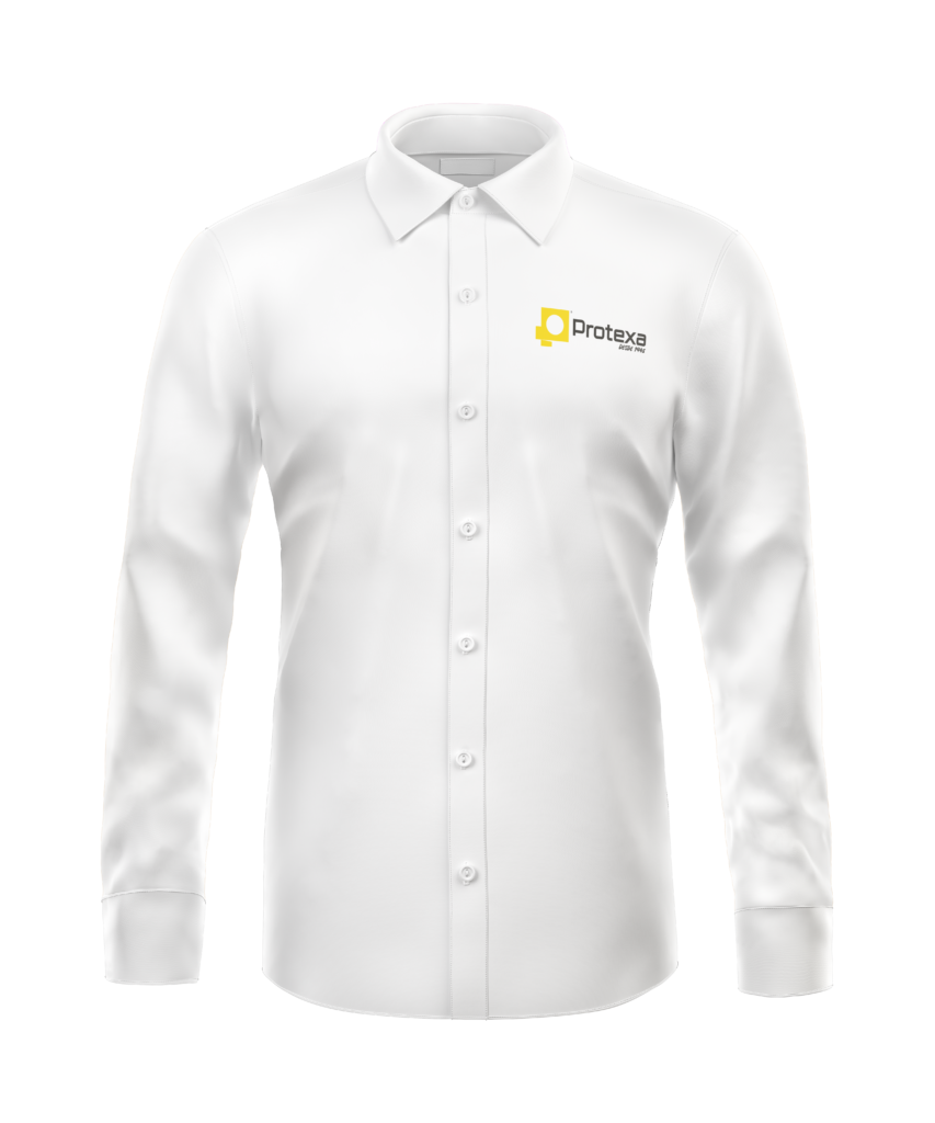 Camisa blanca Impermeabilizantes Protexa logo horizontal