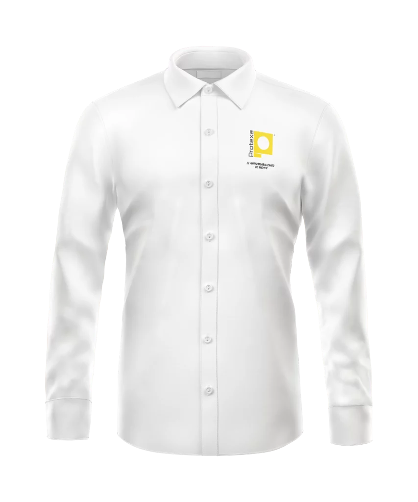Camisa blanca con logotipo bordado Impermeabilizantes Protexa